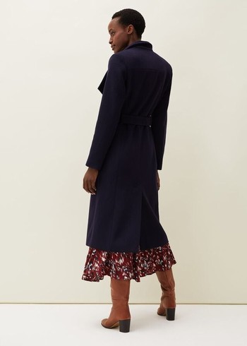 Phase Eight Thea Wool Trench Coats Navy Australia | DQ9613540